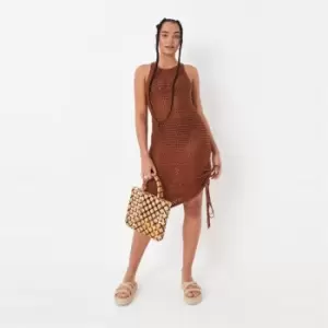 Missguided Ruche Side Midaxi Dress - Brown