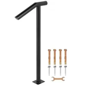 Image of VEVOR Round Type Metal Handrail Step Handrail 2 Steps Handrails for Outdoor Steps Handrails 18L x 38H Inch Steps Stair Railing for Steps with One Bolt