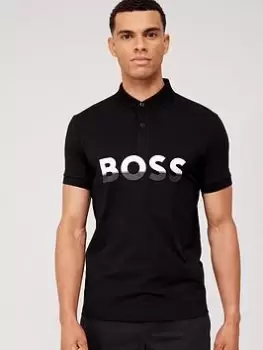 Image of BOSS Pavel Logo Polo Shirt - Black, Size 3XL, Men