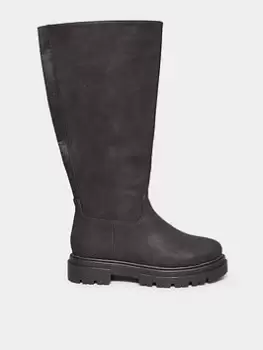 Image of Yours Wide Fit Cleated Calf Boot - Black, Size 9E, Women