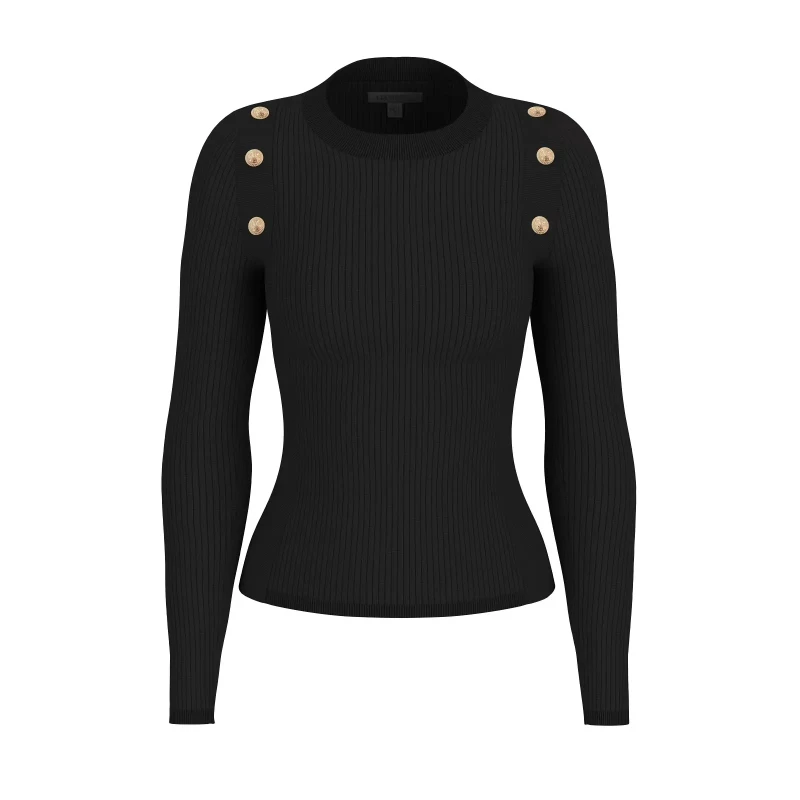 Image of Guess Buttoned sweater For Her Guess Logo Vonn Noir Female XS