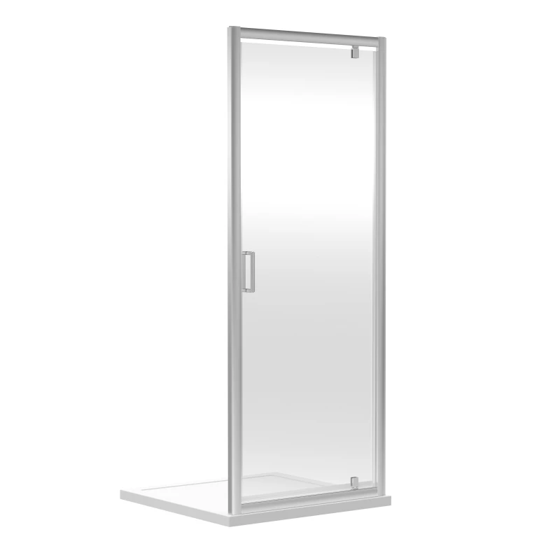 Image of Balterley Toughened Safety Glass Reversible Pivot Shower Door Chrome 6mm 800mm Silver unisex