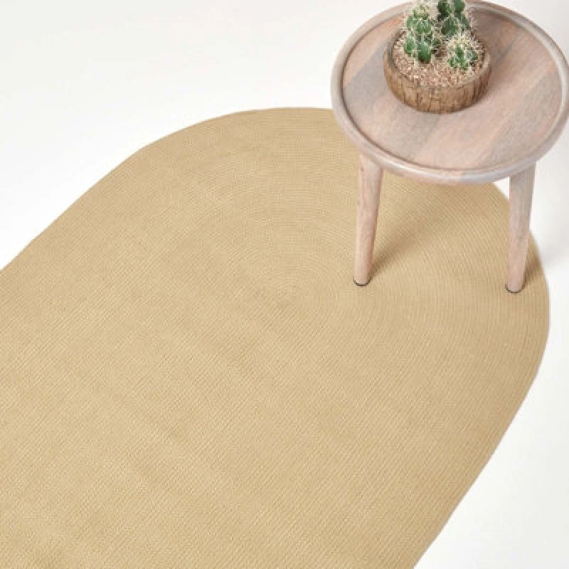 Image of Homescapes Handmade Woven Braided Oval Rug Natural