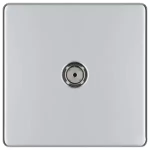 Image of BG Screwless Flat Plate Single Socket For TV Or Fm Co-Axial Aerial Connection - Polished Chrome