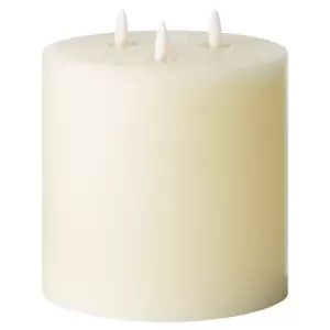 image of 15cm x 15cm 3 Wick Natural Glow LED Ivory Candle