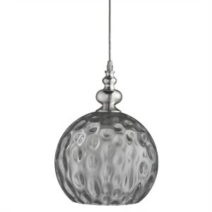Image of 1 Light Pendant Chrome, Smoked ,Glass Shade, E27