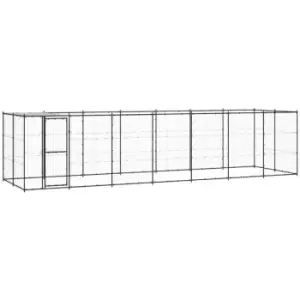 Image of Vidaxl - Outdoor Dog Kennel Steel with Roof 16.94 m² Black