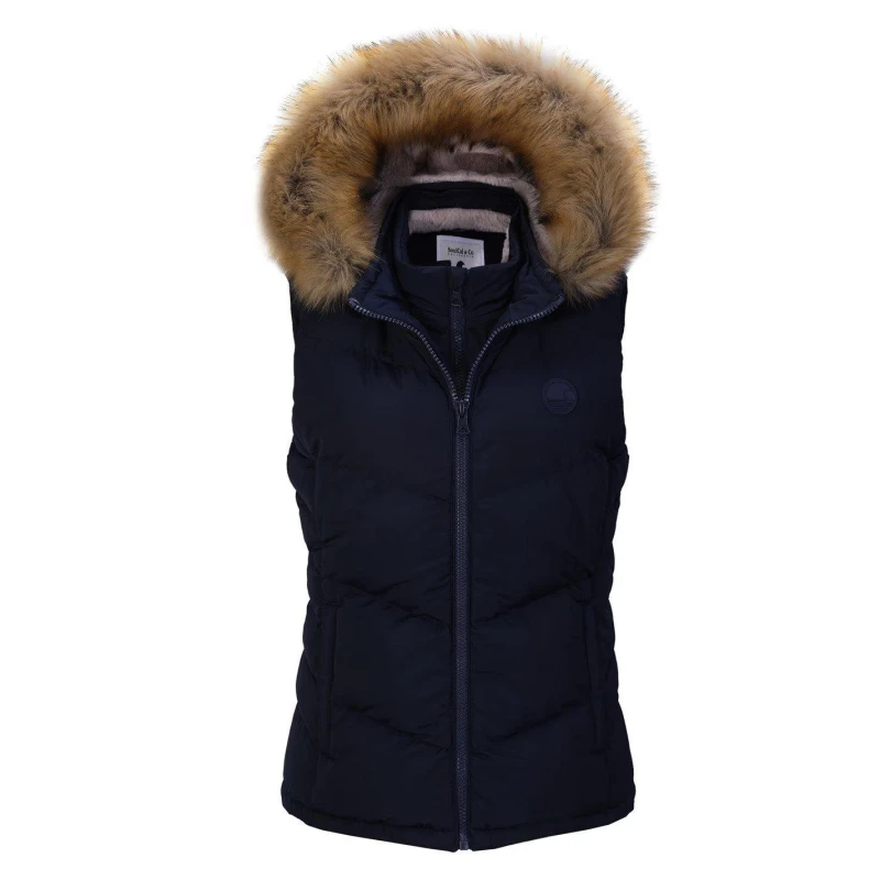Image of SoulCal Womens 2Zip Detachable Hood Padded Gilet Gilets 8 (36) Blue 66942422310