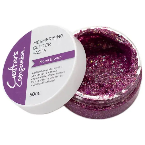 image of Crafter's Comanion Holographic Glitter Texture Paste 50ml Pink Mesmerising Moon Bloom