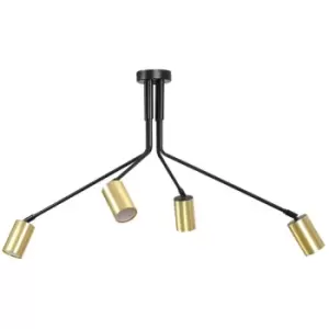 image of Emibig Verno Black Multi Arm Semi Flush Ceiling light 4x GU10