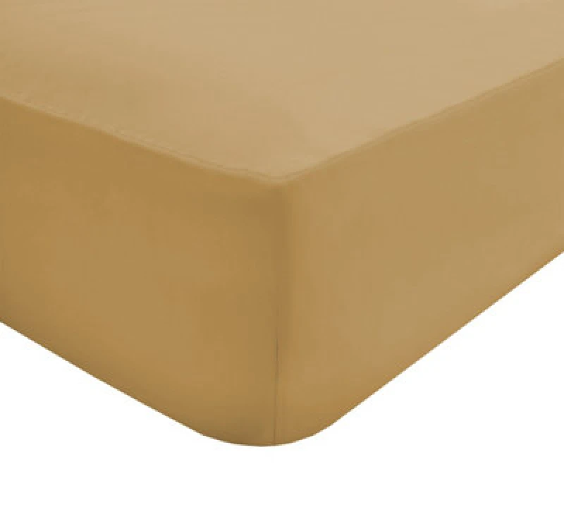 Image of Smart Living Smart Living Luxury Non-Iron Easy Care Polycotton 30cm Deep Fitted Bedsheet in Gold Size: Single Gold Single Unisex 5056242770398