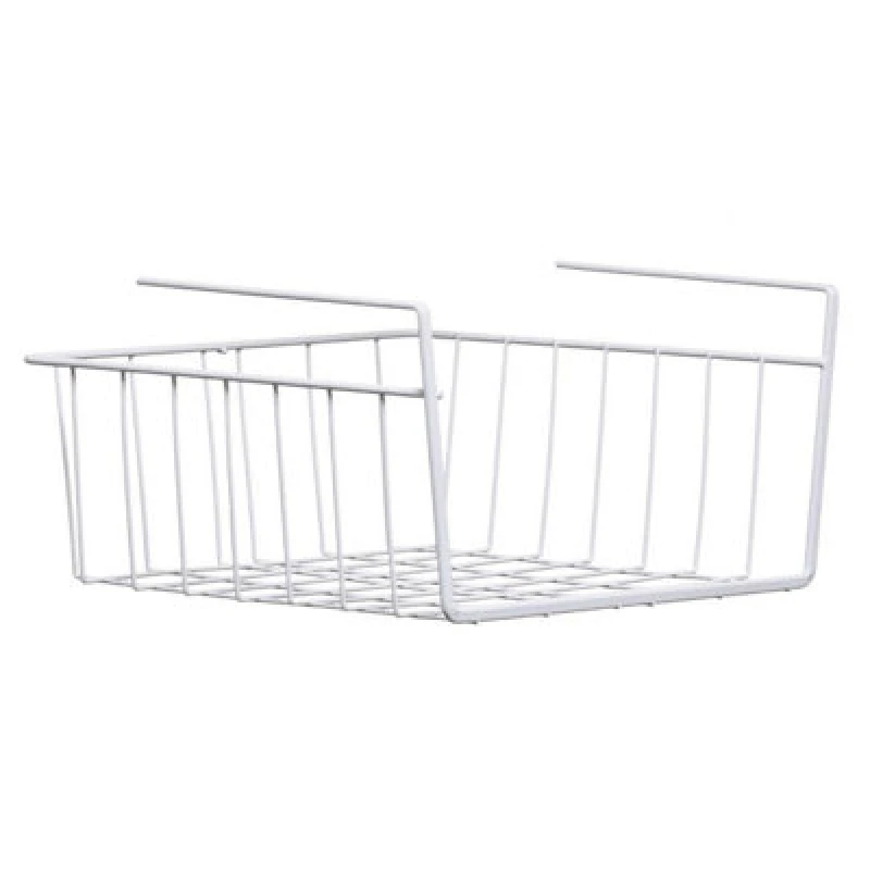 Image of Premier Housewares White Storage Basket Small Under Shelf White