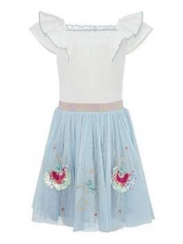 image of Monsoon Girls Disco Gymnast Dress - Blue