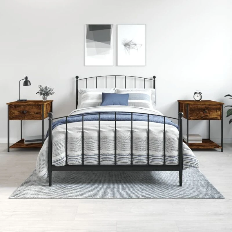 Image of VIDAXL Bedside Tables 2 pcs Smoked Oak 44x45x58cm Engineered Wood Vidaxl 8720845938079
