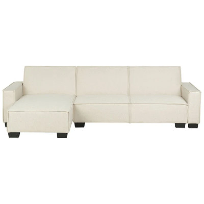 Image of Beliani Corner Sofa Bed 3 Seater Romedal Fabric Beige Right Hand