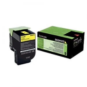 image of Lexmark 80C2HYE Yellow Laser Toner Ink Cartridge