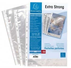 Image of Exacompta Punch Pockets PP A4 90mic Clear PK100