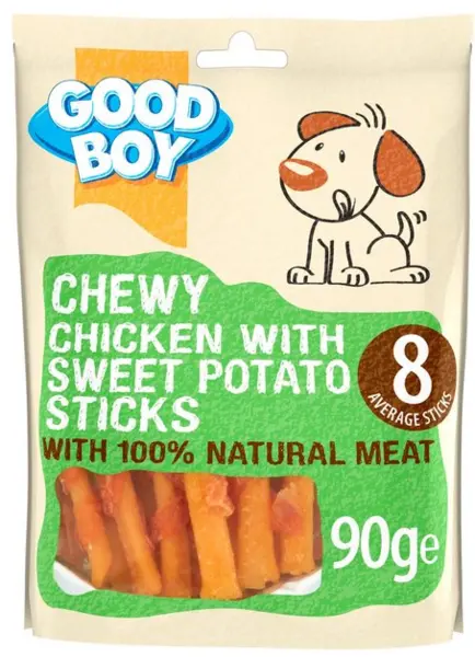 image of Good Boy Chicken and Sweet Potato Sticks Dog Food 90g