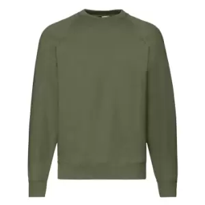 image of Fruit Of The Loom Mens Raglan Sleeve BelcoroA Sweatshirt (XL) (Classic Olive)