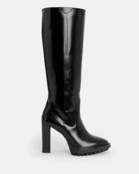 Image of AllSaints Harlem Knee High Leather Boots