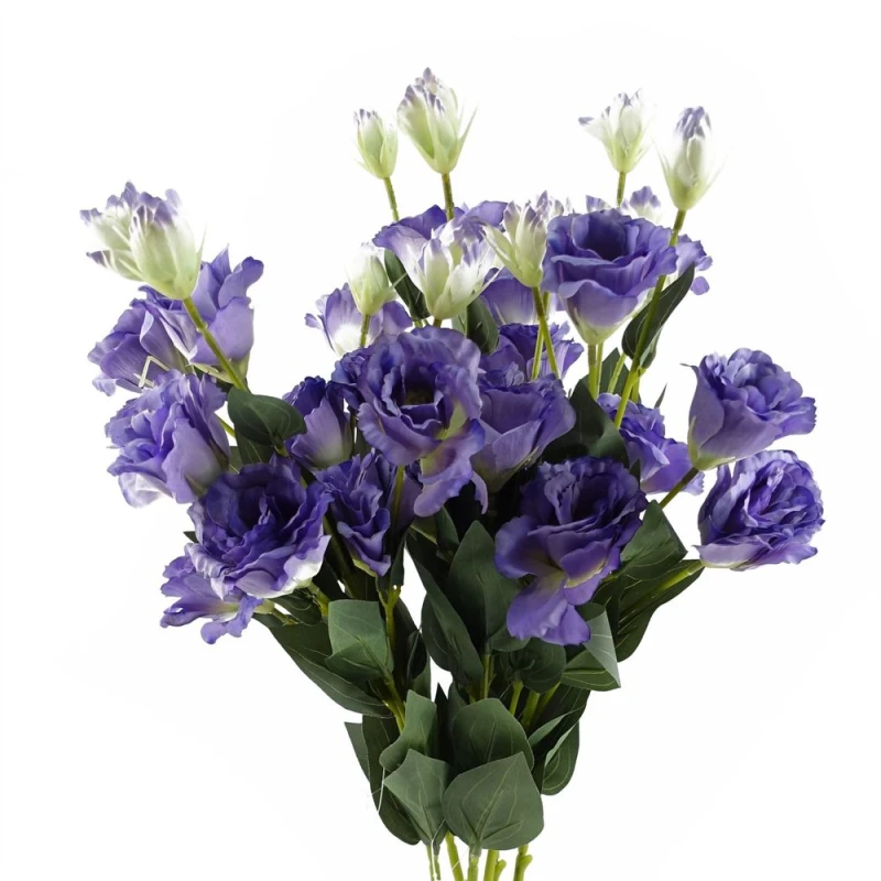 Image of Leaf Pack of 6 x 80cm Artificial Purple Wild Rose Stem - 6 Flowers Purple unisex