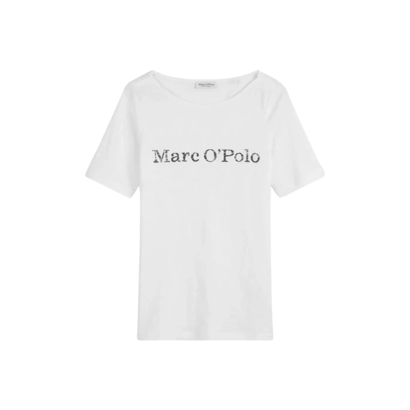 Image of Marc O'Polo Womens t-shirt with printed logo on the inside of the chest Marc O'Polo Blanc Female M