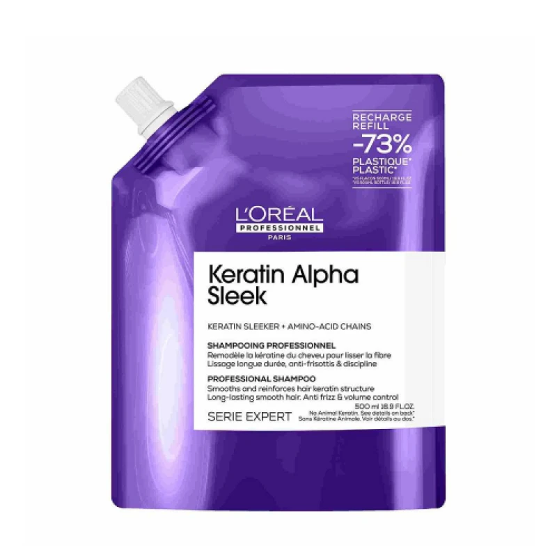 Image of LOreal Professionnel Keratin Alpha Sleek Shampoo 500 ml Refill