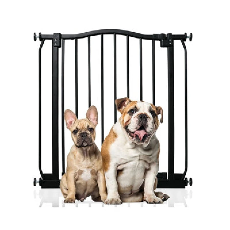 Image of Bettacare Curved Top Dog Gate, 71Cm - 80Cm, Matt Black, Pressure Fit Pet Gate For Dog And Puppy, Pet And Dog Barrier