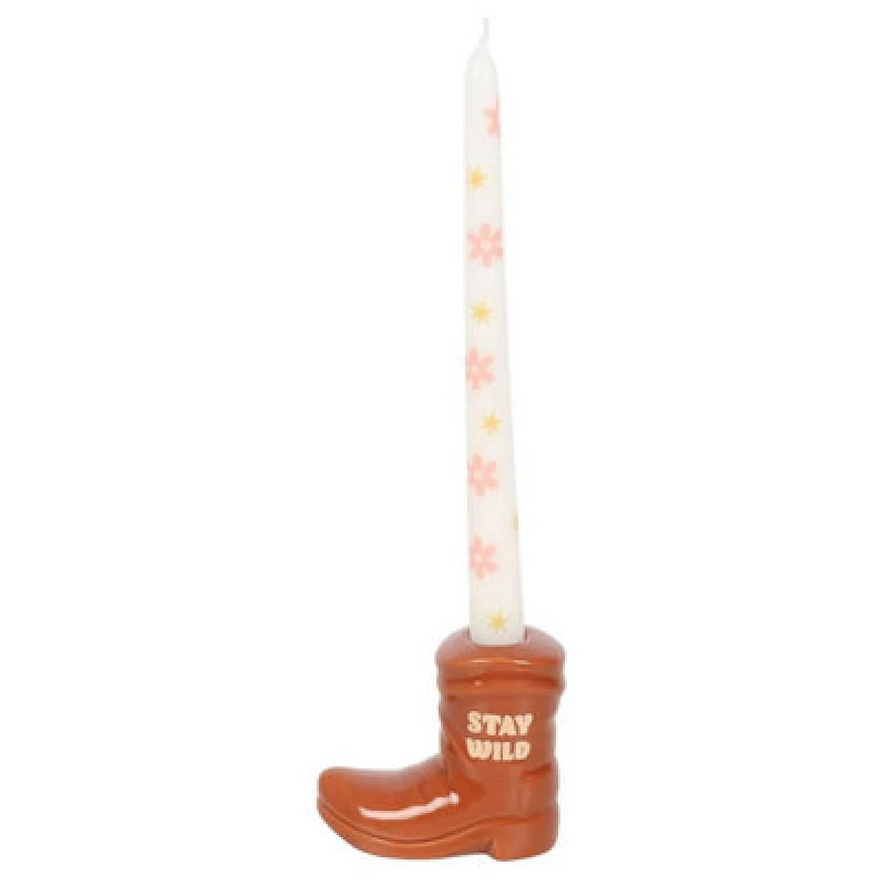 Image of Something Different Something Different Cowboy Boot Candle & Holder in Dark Brown Dark Brown One Size Unisex 5063693979508