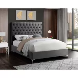 Image of Charlston Bed King Plush Velvet Steel