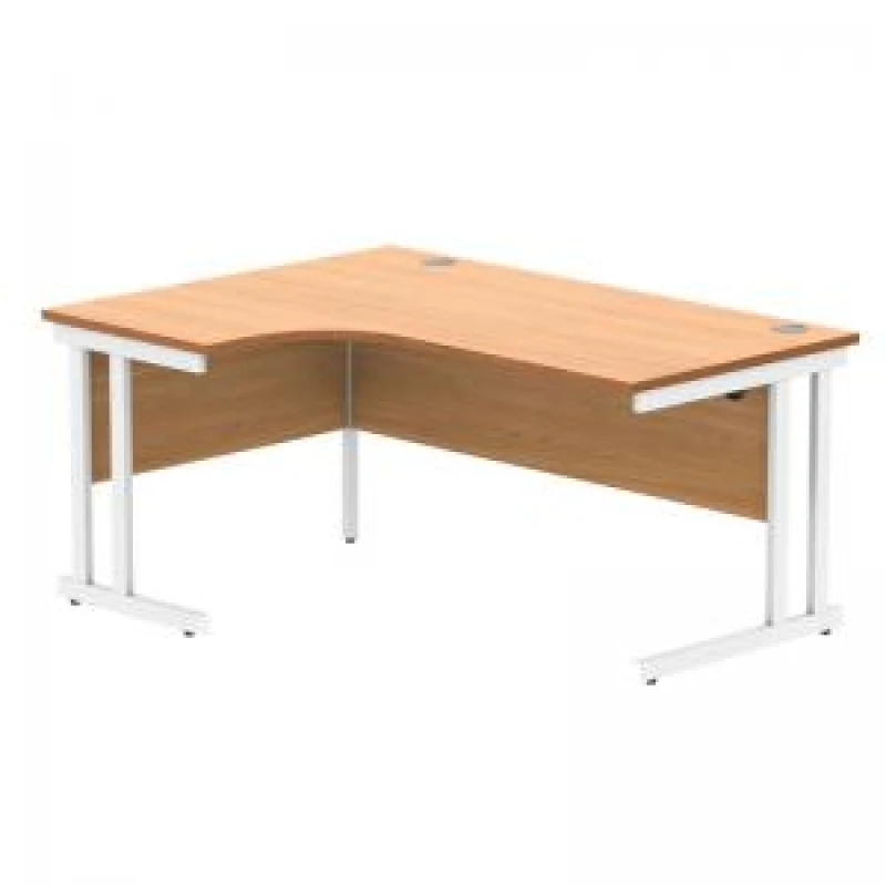 Image of Polaris Left Hand Radial DU Cantilever Desk 1600x1200x730mm Norwegian Beech/White KF822160