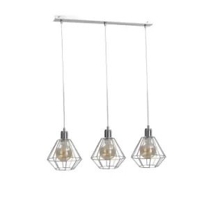 Image of Foskal Bar Pendant Ceiling Light Silver, 60cm, 3x E27