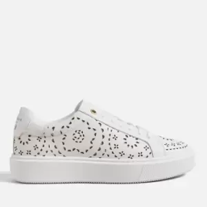 Image of Ted Baker Cwisp Leather Laser Cut Flatform Trainers - UK 6