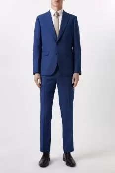 Image of Plus And Tall Slim Fit Blue Birdseye Suit Jacket
