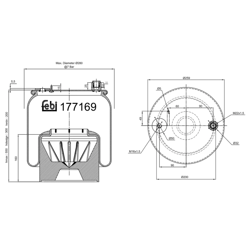 Image of FEBI BILSTEIN 177169 Boot, air suspension Rear Axle Right Boot,air suspension (324)