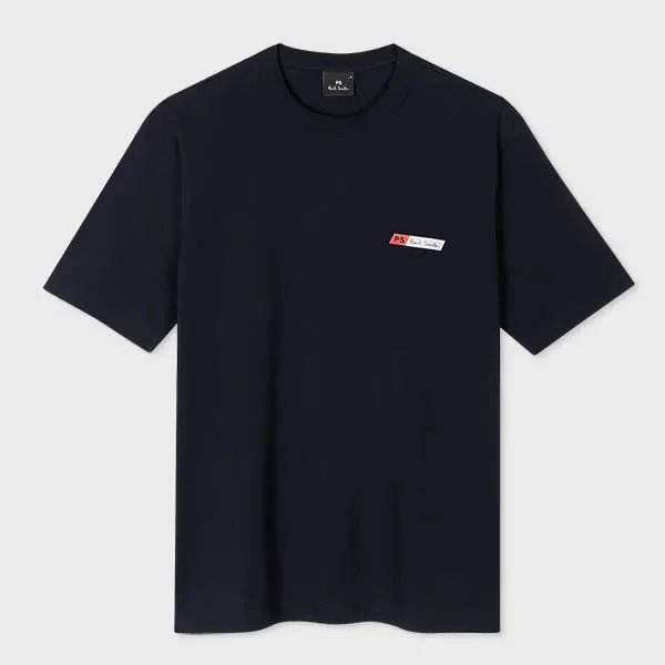 Image of Paul Smith Navy PS Slant Logo Cotton-Blend T-Shirt