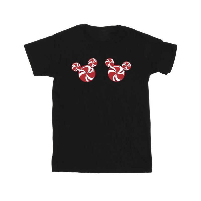 Image of Disney Men Mickey Mouse Candies Cotton T-Shirt in Black Size: Small Black S Male 5063376834728