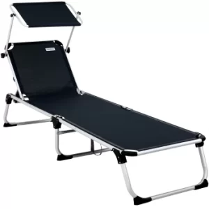 image of Sun Lounger Aluminium Adjustable Canopy Sunshade Anthracite