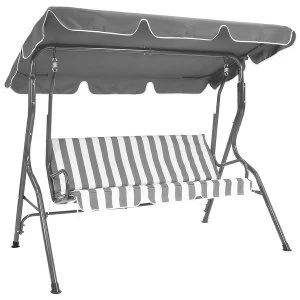 Image of Charles Bentley 2/3-Seater Garden Swing - Striped Grey