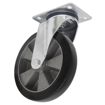 image of Heavy-Duty Rubber Castor Wheel Swivel 200mm - Trade