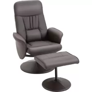 image of HOMCOM PU Leather 2 Pcs Reclining Armchair w/Ottoman 360°Swivel Home Furniture