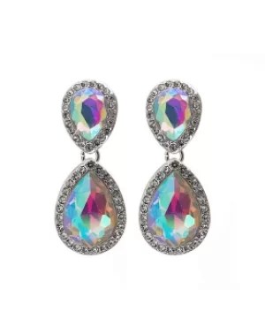 image of Silver Crystal Double Teardrop Earring