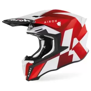 Image of Airoh Twist 2.0 Lift Motocross Helmet, white-red Size M white-red, Size M