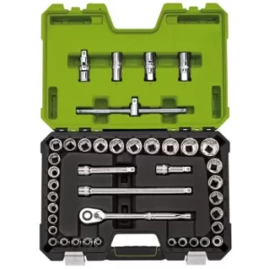 Image of Draper Expert MM/AF Combined Socket Set, 1/2" Sq. Dr., Green (41 Piece)