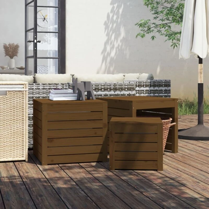 Image of VIDAXL Vidaxl - 3 Piece Garden Box Set Honey Brown Solid Wood Pine 8720845690922