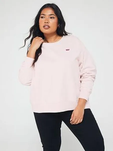 image of Crewneck Sweatshirt (Plus Size) - Pink / Mauve Chalk