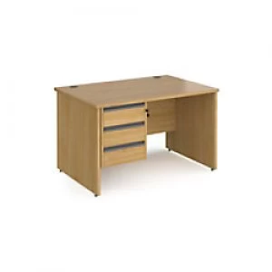 Image of Dams International Straight Desk with Oak Coloured MFC Top and Graphite Frame Panel Legs and 3 Lockable Drawer Pedestal Contract 25 1200 x 800 x 725mm
