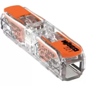 Image of WAGO 221-2411 Connector clip flexible: 0.14-4 mm² fixed: 0.2-4 mm² Number of pins: 1 60 pc(s) Transparent, Orange
