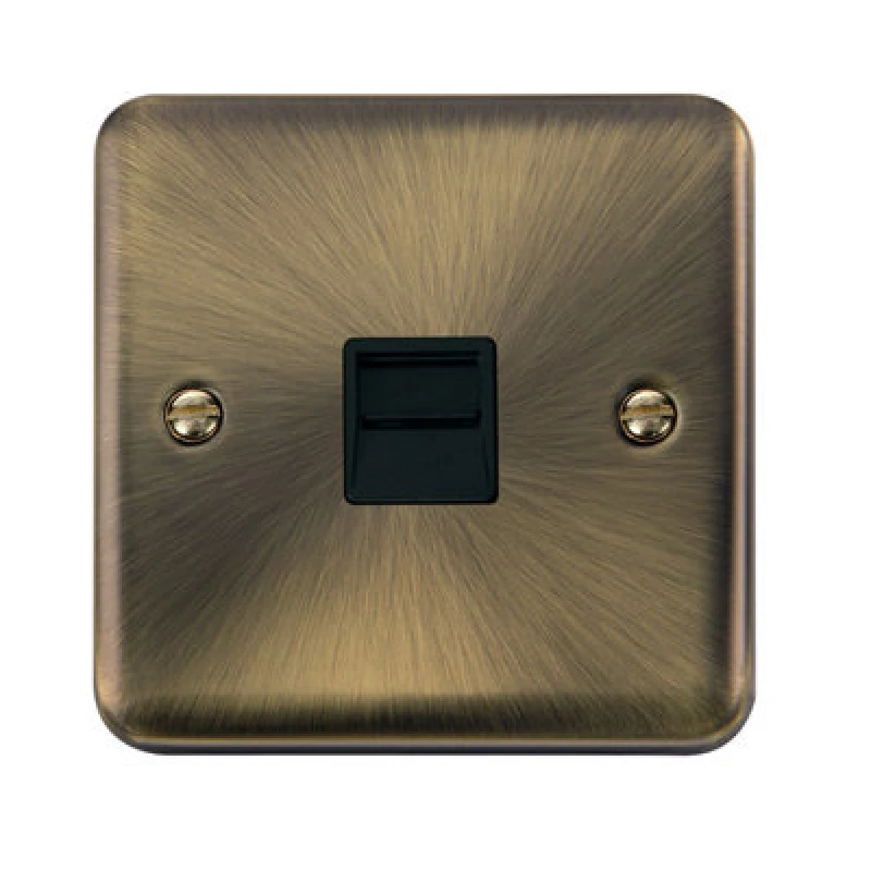 Image of SE Home Curved Antique Brass Master Telephone Single Socket Gold