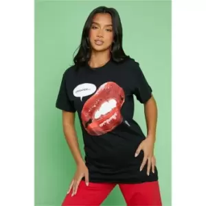 image of I Saw It First Black Petite D13ego Grr Lip Oversized T-Shirt - Black